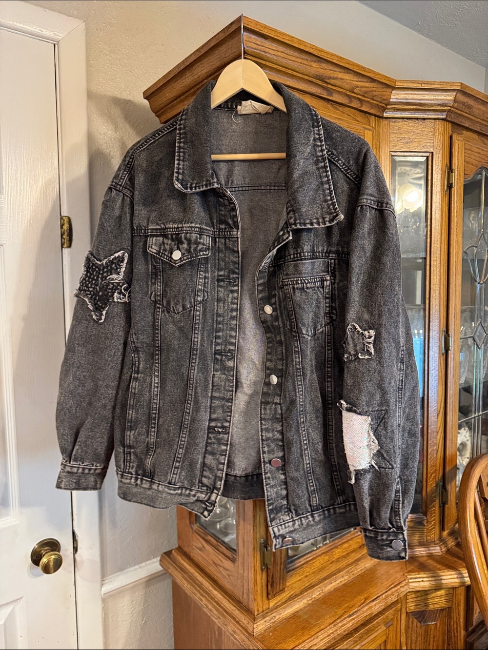 Savanna Jane Gray Denim Jacket with Star Patch